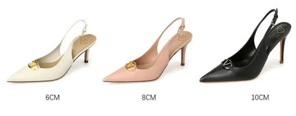 Women's pointed high-heeled sandals for women's summer 2025 new style pointed high-heeled shoes with metal buckle single shoes
