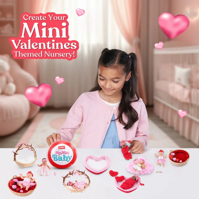 ZURU My Mini Baby Sweet Hearts Mystery Capsule surprise Baby Doll Toy with Accessories Collectible by Valentine's Day gift