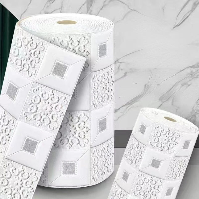 10M Self Adhesive 3D DIY Wallpaper Wall Stickers Soft Foam Brick White Vintage Wall Living Bedroom Home Decor stickers muraux