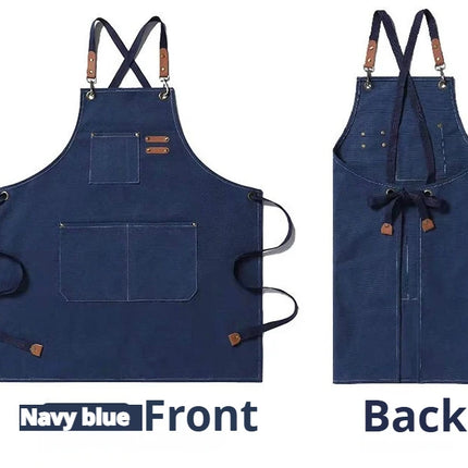 New Fashion Canvas Kitchen Aprons For Woman Men Chef Work Apron For Grill Restaurant Bar Shop Cafes Beauty Nails Studios Uniform