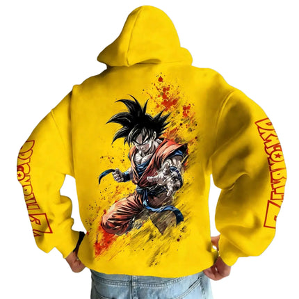 2026 Dragon Ball Retro Anime Hoodie, Son Goku Print Men's Pure Cotton Hoodie, Casual Loose Sports Daily Version Y2K Style