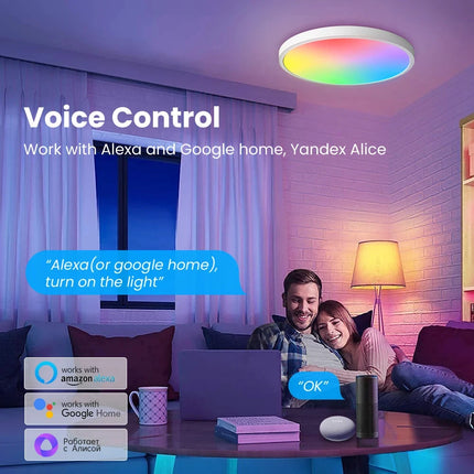 Tuya Zigbee Smart LED Ceiling Lamp WiFi Room Decor RGBCW Ceiling Light App Voice Control Alexa/Google Round Ceiling Lights