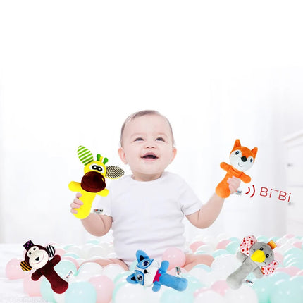 New Baby Plush Rattles Cartoon Animals Grab Ability Training Toy Infant Stroller Bed Hanging Bell Plush Dolls Educational Toys