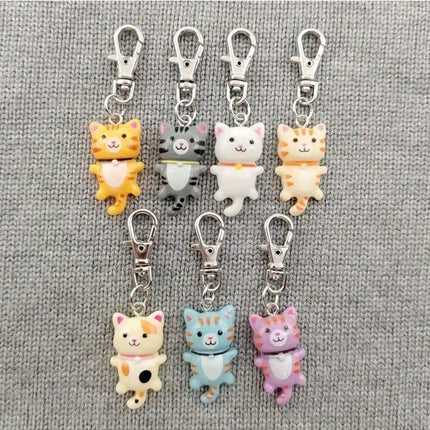 7pcs Cat Keychain For Men And Women Cartoon Accessories Durable Keyring With Lobster Clasp Decorative Gift For Bags Car Keys