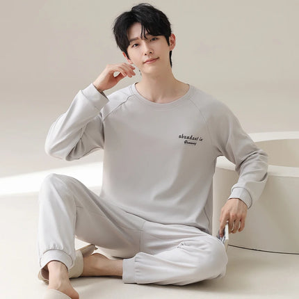 Men's Pure Cotton Spwear Long Sve Autumn Winter Home Clothes Set Can Be Worn outside Casual Sle Printed with kets