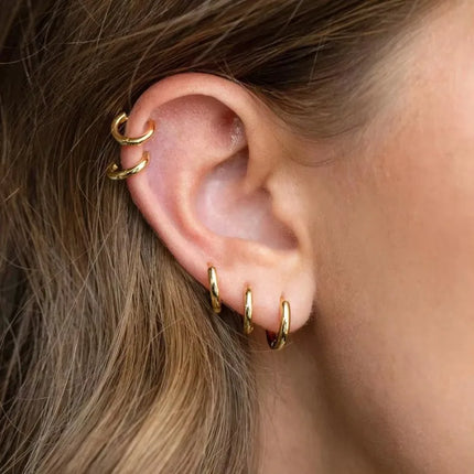 2024 New Simple Stainless Steel Small Hoop Earrings for Women Men 5mm To 15mm Round Cartilage Ear Piercing Unisex Jewelry Gift