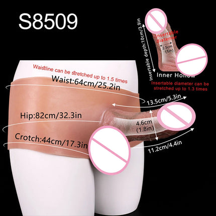 SXXY Huge Realistic Hollow Dildo Pants Silicone High Waist Penis Sleeve Panties For Men Dick Extend Strap On Condom For Couples