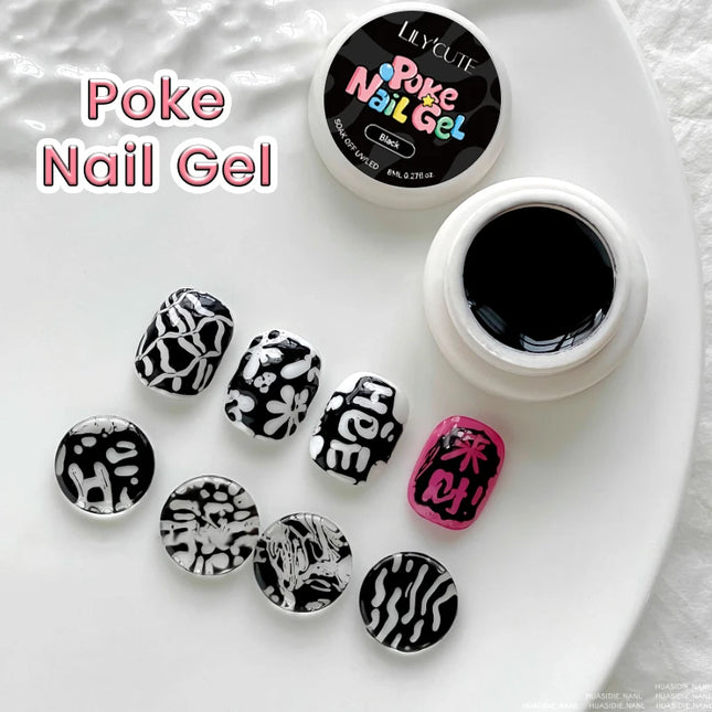 LILYCUTE 8ml 2/3/4PCS Poke Poke Gel Nail Polish Set Black White Wave Texture Nail Painting Art Gel Soak Off UV LED Varnish Kit