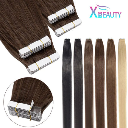 26 Inches Tape In Hair Extensions 100% Human Hair Adhesive Replaceable Seamless Skin Weft Tape 20/40pcs Straight Hair For Women