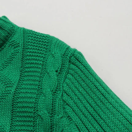Mudkingdom Girls Boys Sweater Crewneck Cable Knit Pullover for Kids Winter Clothes Fall Long Sleeve Children Sweaters Solid
