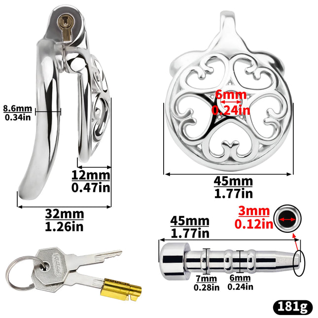 LEZEE Metal Chastity Cage With Urethral Plug Cock Cages Discreet Shipping Sexy Adult Male Penis Ring Metal Cockring Sex Toys
