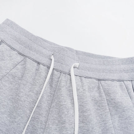 Retro Vertical Stripes Cut Drawstring Baggy Sweatpants for Men 2025 Casual Y2k Flared Joggers Black Gray Unisex Pants Wide Leg
