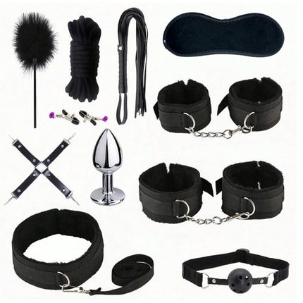 Sex Toy BDSM Leather Whip  Plush Sex Handcuffs Nipple Clamps Whip Spanking Sex Metal Anal Plug Butt Bdsm Bondage Adult Games18+