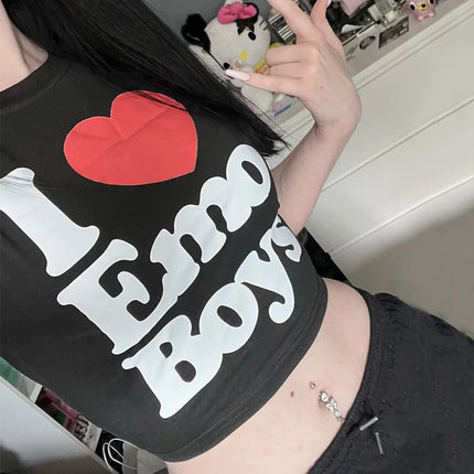 Y2K New Printed T-shirt Fashion Casual Short sleeved Short Top Summer Sexy Electronic Girl T-shirt Women's Clothing