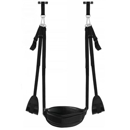 BDSM Sex Swing with Seat,Bondage Slave Leather Sex Hammock with Adjustable Straps,Hanging Door Handcuffs Leg Spreader Adult Toys