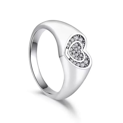 2025 New 925 Sterling Silver Shiny Classic Square Crown Heart-shaped Ring Exquisite Luxury Charm Jewelry Holiday Surprise Gifts