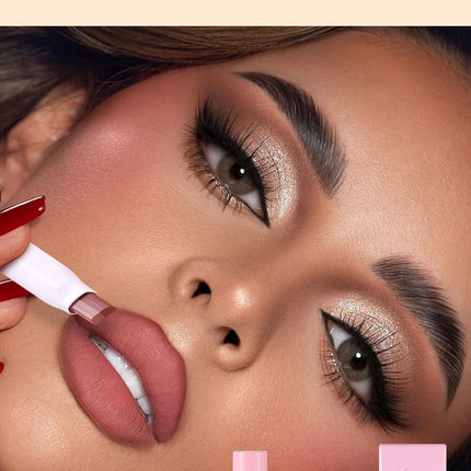 Two-Color Lipstick Pen, Matte Matte Finish, Long-Lasting Makeup Effect, Two-Color, Delicate, Waterproof, Non-Fading Lip Gloss, Natural and Easy to Apply Lipstick
