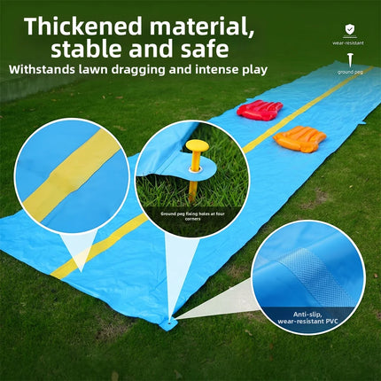Extra Long Double Lane Inflatable Water Slide 2 Person Large Size Outdoor Backyard Pool Summer Water Play Toy for Family