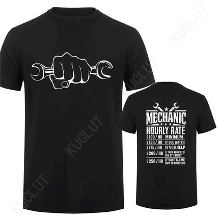 Men's T-Shirt Tops Mechanic Hourly Rate Unique Tee Shirt Male T-shirt Car Fix Engineer Graphic Design T-Shirt Clothing Gift Idea