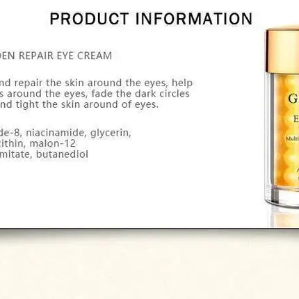 Eye Serum Roller Massager & Gold Eye Cream Eye Care 2pcs/set Dark Circles Fade Puffiness Moisturizing