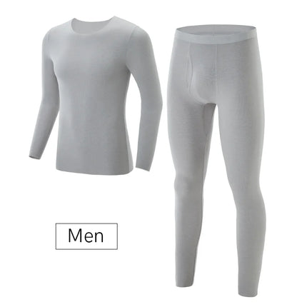 SUJIIN Thermal Underwear Set for Women Men 2024 Winter Crew Neck Thermals Tops Couple Long Johns Anti-Static Set Woman 2 Pieces