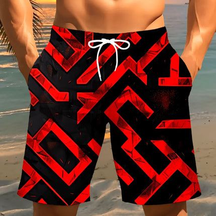 2026 New Fashion Summer Men's Shorts Personalized 3D Print Geometric Beach Style Streetwear Casual Hawaiian Vacation Y2k Shorts