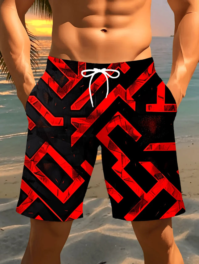 2026 New Fashion Summer Men's Shorts Personalized 3D Print Geometric Beach Style Streetwear Casual Hawaiian Vacation Y2k Shorts