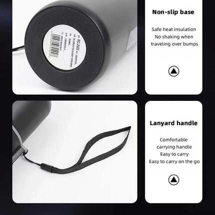 Electric kettle 12V 24V portable car heating cup 500 ml travel heating smart stainless steel insulation artifact OLED display