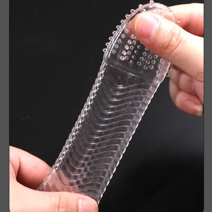 Condom with Spikes Extension Reusable Condom Penis Sleeve Male Enlargement Time Delay Spike Clit Crystal Condoms