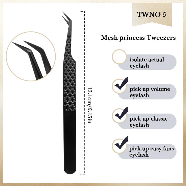 NEW 1pc Anti-static Right Angled & Curved Tweezers for Eyelash Extensions & Eyebrow Isolation Nano Precise Lash Tweezers Tool