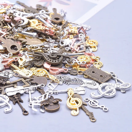 Vintage Music Series Random Mix Wing Guitar Musical Note Bulk Charms For Jewelry Making Supplies Metal Tape Pendant DIY Material