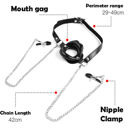 BDSM Blowjob Mouth Spreader Female Nipple Clamps Bra Stimulator Couple Foreplay Sex Toy Adult SM Slave Mouth Gag Breast Clips
