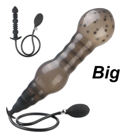 Super Long 5 Beads Inflatable Anal Plug Silicone Column Expandable Big Butt Plug Dildo Pump Ass Dilator BDSM Sex Toy for Couples