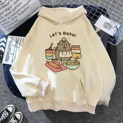 Women's cat hooded sweatshirt 2024 cartoon costume Korean Harajuku Kawai style oversized