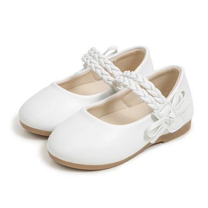 KIDSUN Fashion White Kids Girls Dress Shoes PU Leather Princess Wedding Party School Shoes Low Heel Flats for Little Big Kids