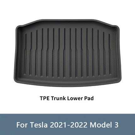 for Tesla Model 3 / Y Front Rear Trunk Mats Upgrade TPE Lower Trunk Storage Pad Protective Cover Cargo Liner Tray Anti Dirty Pad