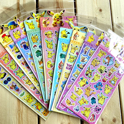 20Sheets Anime Pokemon Mix Laser Stickers Cartoon Pikachu Waterproof Decoration Decals Stationery Wholesale Toys