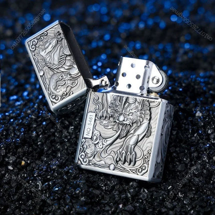 ZORRO zk series kerosine lighter, pure copper, various retro relief patterns, old-fashioned grinding wheel windproof lighter
