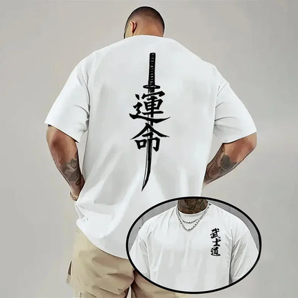 Japan Bushido Print T-shirt for Man 2026 Spring Summer Daily Casual Fashion Short Sleeve Top Male Home Outdoor Comfort Cool Tees