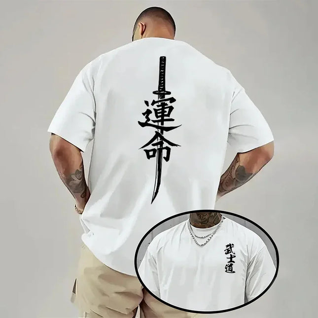 Japan Bushido Print T-shirt for Man 2026 Spring Summer Daily Casual Fashion Short Sleeve Top Male Home Outdoor Comfort Cool Tees