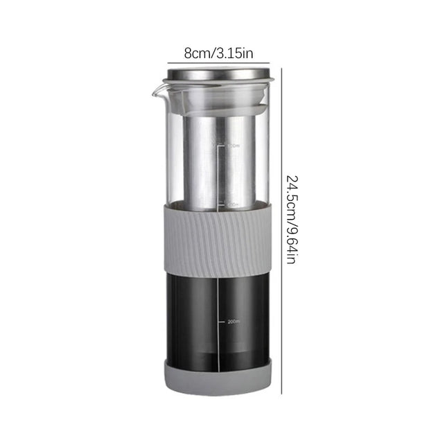 1Pc Portable Airtight Cold Brew Iced Coffee Maker Tea Infuser - 800ml Cold Brew Coffee Kettle Brewing Glass Carafe Pitcher.