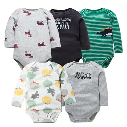 2026 Newborn Baby Girl Clothes Long Sleeve 100% Cotton 5 Pieces/Lot Baby Bodysuits Cartoon Underwear Infant Bebe Clothing 3-24M