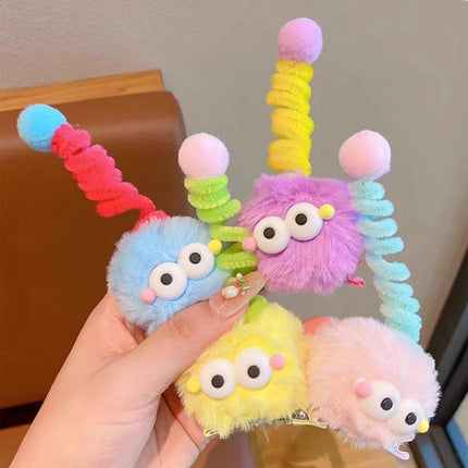 1/5pcs Colorful Little Monster Hairpins Girls Kid Cartoon Plush Antenna Briquettes Hair Clips Barrette Big Eye Doll Headwears