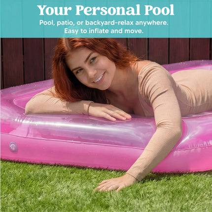 Inflatable Tanning Pool Lounger Float 70" x 46" Pool Floats with Pillow Sunbathing Bed Lounge for Water Blow Up Kids Party Gifts