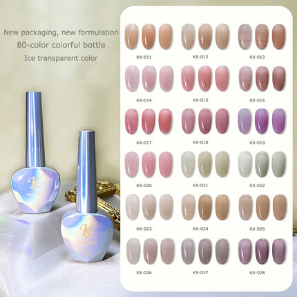 2023 New 80-Color Nail Varnish Glue Ice Translucent Colorful Nail Polish Translucent Red Skin Nail Phototherapy Gel Manicure Art
