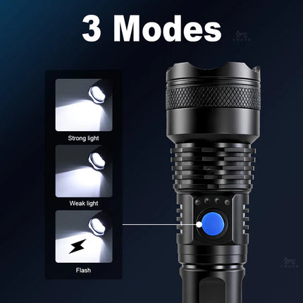 Super Bright Rechargeable LED Flashlight White Laser Flashlights High Power With Pen Clip Torch Power Bank Tactical Flashlight