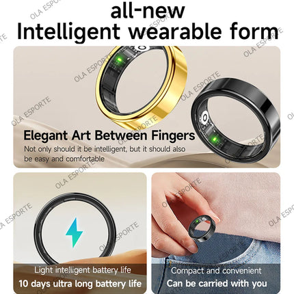 R10 Smart Ring with Charging Case for Men Women, Health and Sleep Monitor, 5ATM Waterproof, Multi-sport Mode, Smartring 2026 New