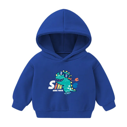 1pcs Boys Girls Thick Velvet Cartoon Tees Kids Solid Casual Fashion Warm Autumn Winter Sweatshirt Hoodie Baby Cloths Infant Tops