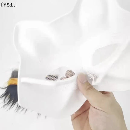 〔YS1〕3Pcs DIY Handmade Graffiti Half Face Mask Therian Mask Kit Blank Half Face Animal Cat Fox Mask Party Gifts