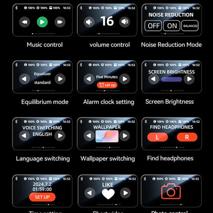 Touch Screen Bluetooth Headphones 144 Languages Real-time Translation Headphones Wireless Open Ear Clips Sports Gaming Earphone